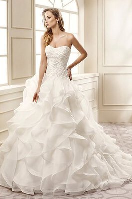 Vestido de Novia de Volante de Escote sin tirantes de Cola Corte de Escote Corazón