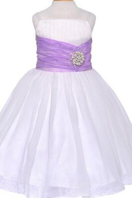 Robe de cortège enfant manche nulle ruché a-ligne avec perle