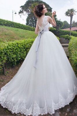 Abito da Sposa decorato A-Line Spazzola Treno Senza Maniche con Perline con Fiocco