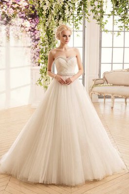 Abito da Sposa in Tulle Cuore Allacciato con Perline A Terra Senza Maniche