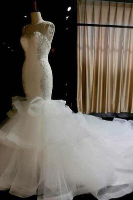 Vestido de Novia de Pura espalda de Largo de Cola Barriba de Escote Corazón de Hinchado