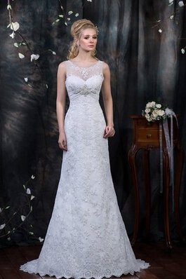 Robe de mariée naturel v encolure jusqu'au sol appliques avec sans manches