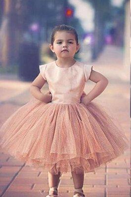 Abito da Cerimonia Bambini Principessa con Fiocco in Tulle decorato Sotto Ginocchio Cappellino