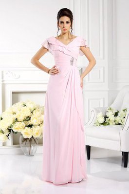 Abito mamma Sposa A-Line con Increspature Lungo in Chiffon con Manica Corte