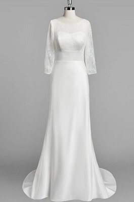 Robe de mariée luxueux col u profond avec manche longue de traîne moyenne de fourreau