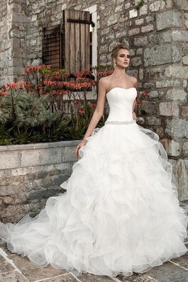 Elegante Vestido de Novia de Corte-A de Escote Corazón de Sin mangas de Abalorio