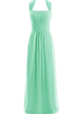 Robe demoiselle d'honneur a-ligne ruché manche nulle longueur au ras du sol avec chiffon