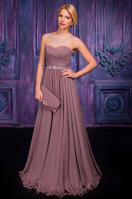 A Linie Chiffon normale Taille Spitze Ballkleid mit Bordüre mit Perlen