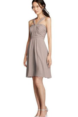 Robe demoiselle d'honneur bref plissé naturel avec sans manches en chiffon