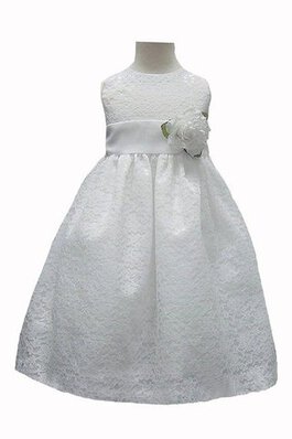 Abito da Cerimonia Bambini con Fiore A-Line in pizzo Cappellino