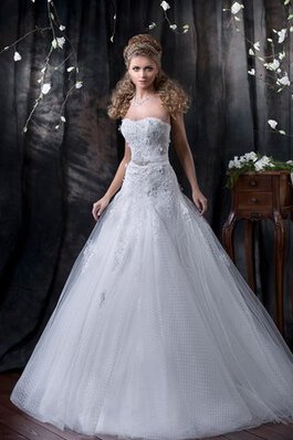 Abito da Sposa A-Line Allacciato A Terra con Fiocco Senza Maniche con Applique