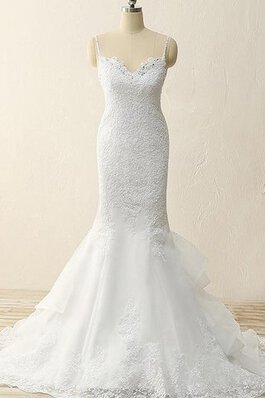 Abito da Sposa con Applique Conotta in Paillette Cerniera A Terra Coda A Strascico Cappella