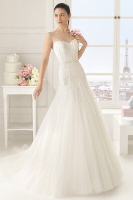 Robe de mariée sexy sans ceinture col en bateau sans dos manche nulle