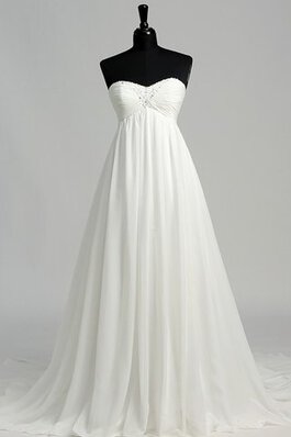 Robe de mariée luxueux simple plissé avec perle manche nulle