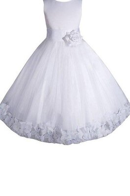 Abito da Cerimonia Bambini con Piega in Taffeta con Fiore Tondo A-Line alta vita