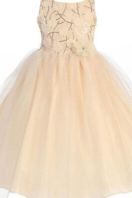 Robe de cortège enfant col u profond ligne a decoration en fleur manche nulle