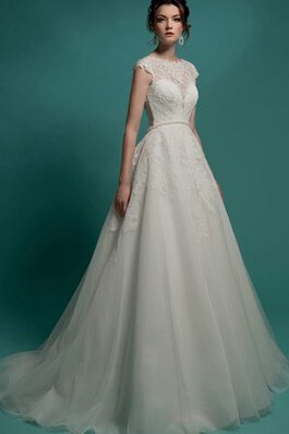 Robe de mariée elégant au drapée avec perle appliques en tulle