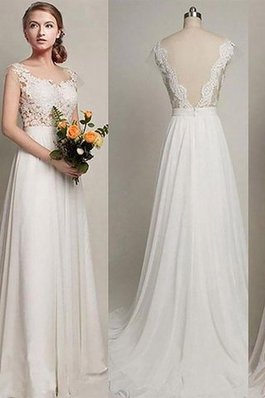 Abito da Sposa Elegante Spazzola Treno Senza Maniche Naturale Principessa