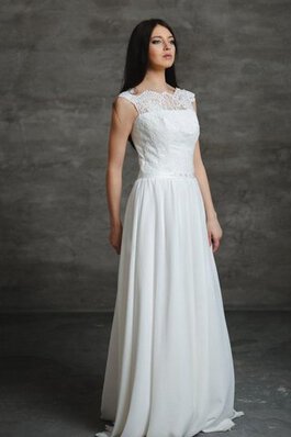 Robe de mariée plissé naturel col en bateau a-ligne de bustier