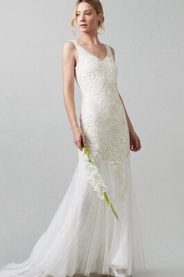 Abito da Sposa con paillette Tubino in Pizzo con Perline Romantico con Applique