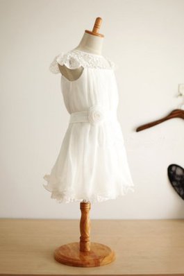 Abito da Cerimonia Bambini Principessa in Chiffon A-Line con Fiore Cerniera