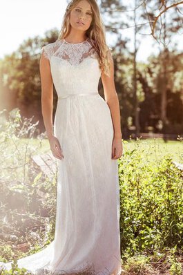 Abito da Sposa Tubino A Terra Semplice con Bottone con Applique Senza Maniche