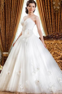 Abito da Sposa Ball Gown in Tulle A Terra Naturale Cuore con Perline