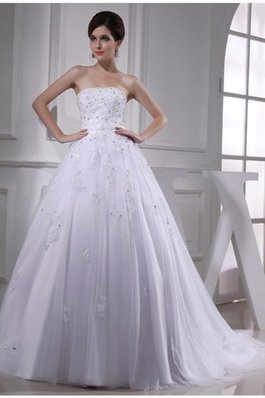 Abito da Sposa con Applique Senza Maniche con Perline Allacciato Semplice