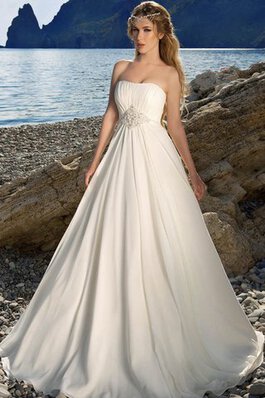 Abito da Sposa Naturale senza spalline A Terra Semplice A-Line a Spiaggia