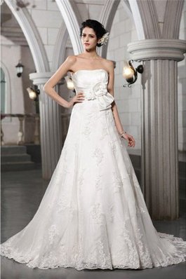 Vestido de Novia de Apliques de Abalorio de Imperio Cintura de Cremallera