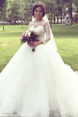 Abito da Sposa Coda A Strascico Corto con Maniche Lunghe Largo Elegante Vintage