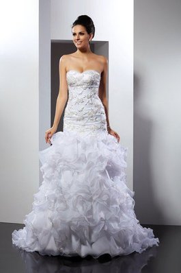 Abito da Sposa in Organza Sirena Elegante Senza Maniche Cuore