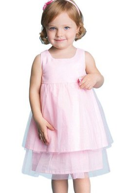 Robe de cortège enfant plissé avec nœud de col carré avec zip