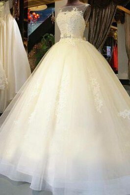 Abito da Sposa Cerniera con Perline con Applique Ball Gown in Organza A Terra