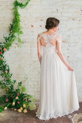 Abito da Sposa Cappellino A-Line in Chiffon con Manica Corte Semplice con Perline