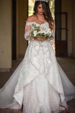 Abito da Sposa Senza Maniche moda Lungo con Maniche Lunghe sexy Coda A Strascico Cappella