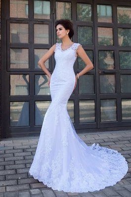 Abito da Sposa Sirena Naturale in Raso Retro con Applique