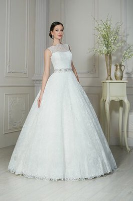 Abito da Sposa A-Line Senza Maniche Cerniera con Perline decorato A Terra