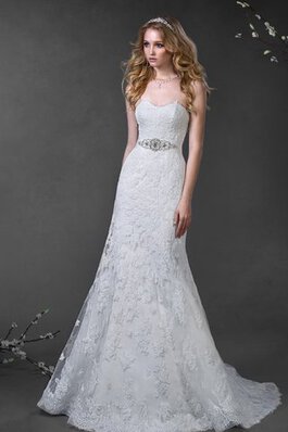 Robe de mariée naturel manche nulle ligne a appliques col en forme de cœur