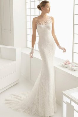 Abito da Sposa con Applique Lungo Senza Vita Tubino Moderno Pudica