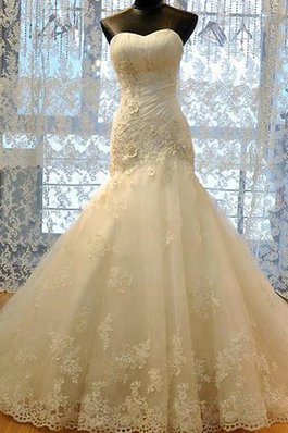 Vestido de Novia de Drapeado de Escote Corazón de Cola Corte de Espumoso