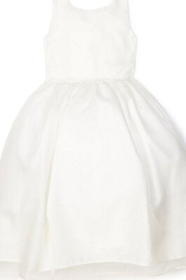 Robe de cortège enfant plissé col u profond jusqu'au sol en taffetas avec bouton