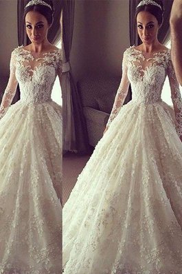 Abito da Sposa Tondo in Pizzo con Maniche Lunghe Ball Gown Medievale