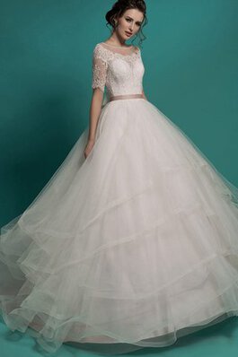 Abito da Sposa con Fiocco stravagante Lungo con Bottone in pizzo con Seghettato