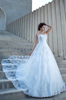 Abito da Sposa Coda A Strascico Cappella Lusso con Applique Senza Maniche Ball Gown