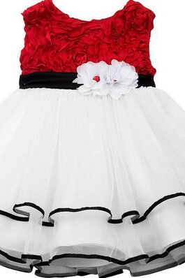 Abito da Cerimonia Bambini Cappellino A-Line Tondo con Seghettato con Fiore