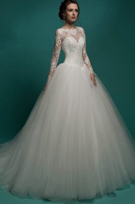 Elegante Vestido de Novia de Corte-A de Largo de Abalorio de Joya