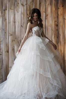 Abito da Sposa con Applique Cuore lusso in Tulle favola Cerniera