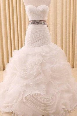 Vestido de Novia en Organza de Volante de Cordón de Volantes Adorno de Sin mangas