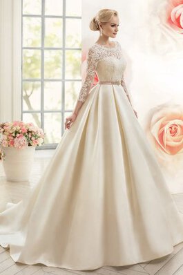 Abito da Sposa in Pizzo con Maniche Lunghe stravagante Profondo V-scollo Ball Gown in pizzo